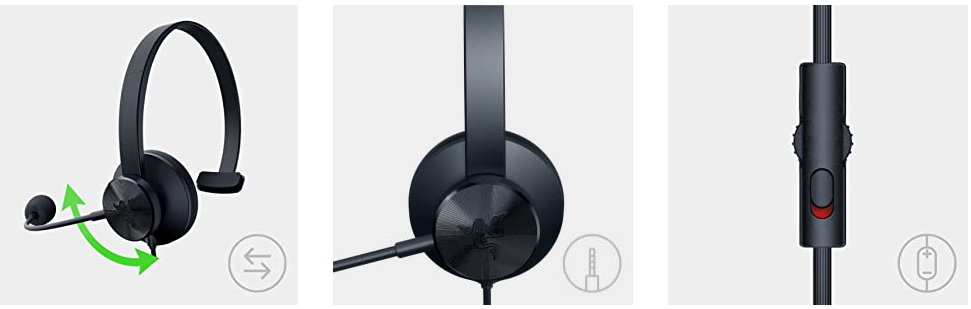 Headset Razer Tetra Wired Chat Console RZ04-02920100-R3U1 Microfone Cardióide Rotativo